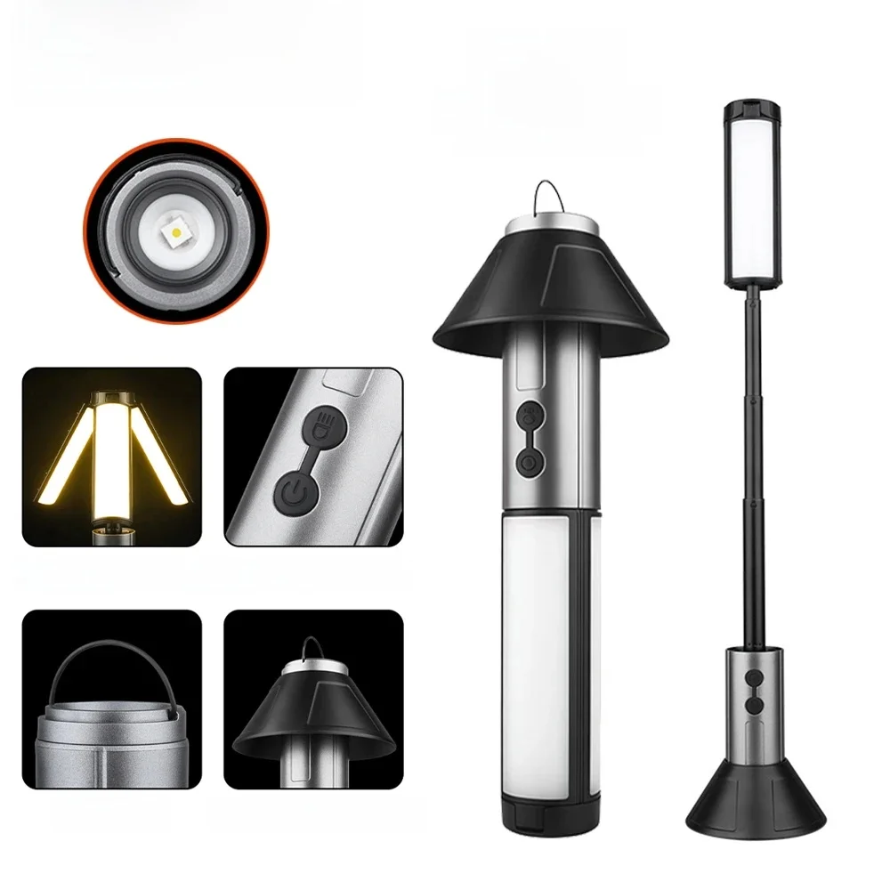 AliExpress cycle zone Multi-functional Camping Light 2 in 1 Rechargeable Telescopic Camping Lantern Flashlight with Hook Outdoor Emergency Work Light