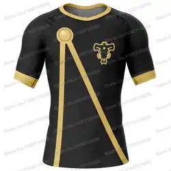 Black Clover Rash Guards Surfing Jersey Beach Skating Shirts Summer Swimwear Diving Gym MMA BJJ Men Jiu Jitsu Fitness Tops