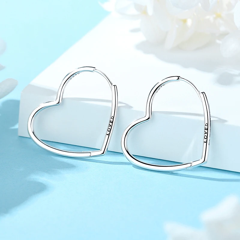 New 2026 Original 925 Sterling Silver Earrings For Women Piercing Hoop Love Heart Earings Rose Gold Wedding Gift Luxury Jewelry image 5