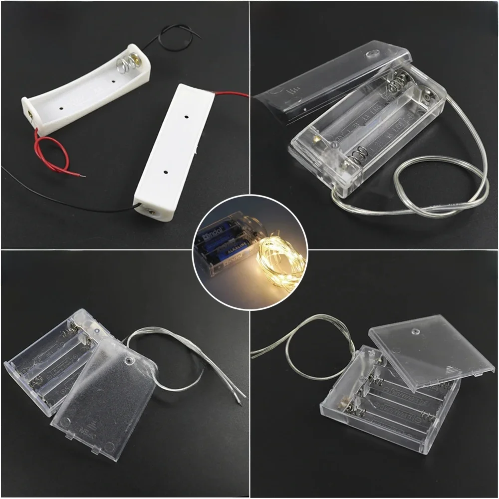 Boîtier transparent pour piles AA 1.5V, 2 pièces, support de batterie 14500 AA, fils de bricolage avec 1/3/4/fente, pièce de réparation de fils clairs allergiques