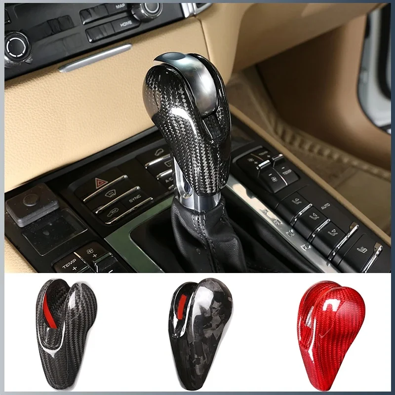 Garniture de couvercle de tête de changement de vitesse de voiture en Fiber de carbone véritable, accessoires de voiture pour Porsche MACAN 718 911 Panamera 970 Cayman Boxster 2009 – 2021