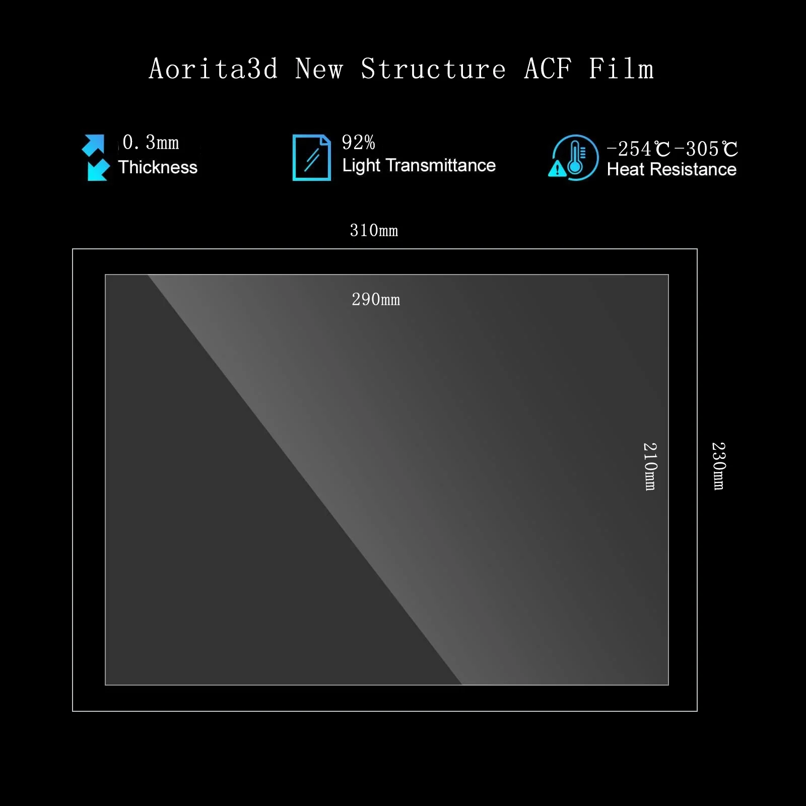 AORITA3D 3Pcs Easy to Install ACF Film 290*210*0.3mm for Phrozen Mighty 4k,Elegoo Saturn 3 Ultra Saturn 4 Ultra