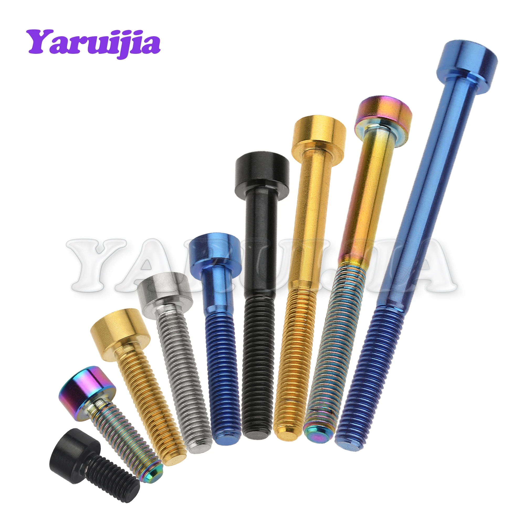 Yaruijia Titanium Bolts M5/M6x10/12/15/16/18/20/23/25/30/35/40/45/50/55/60/65mm Allen Key for Bicycle Stem Seatpost Bike Parts