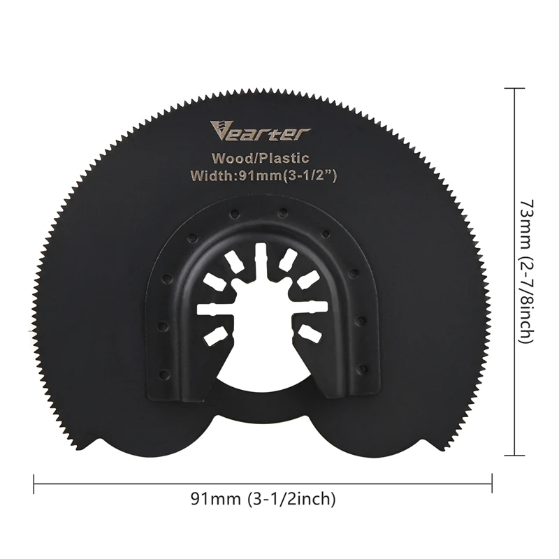 Vearter 4Pcs 91mm High Carbon Steel Semicircle Universal Oscillating Multitool Saw Blade Used to Cut Wood Plastic PVC Plaster