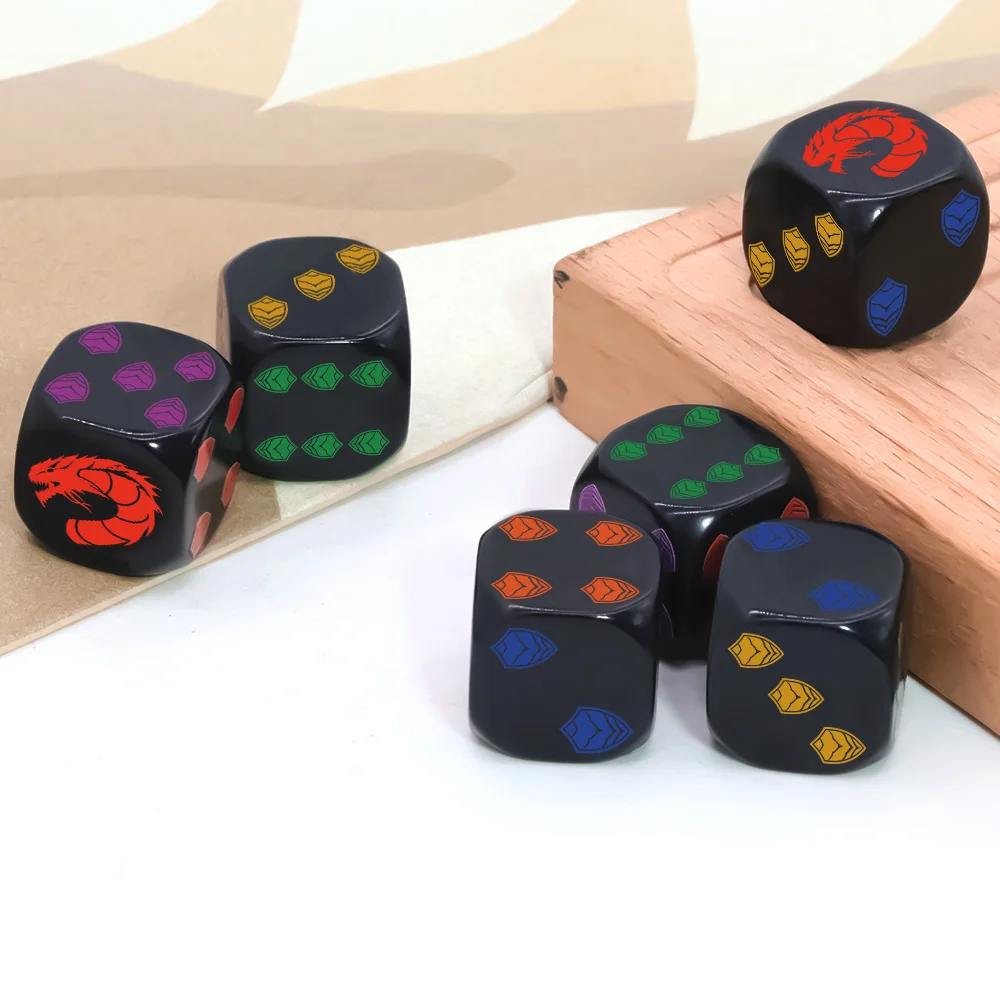 6Pcs Dragon Shield Crest Polyhedral D6 Dice Set Collector Grade RPG Dice for Tabletop Board Games Role Playing Family Game Night view 4