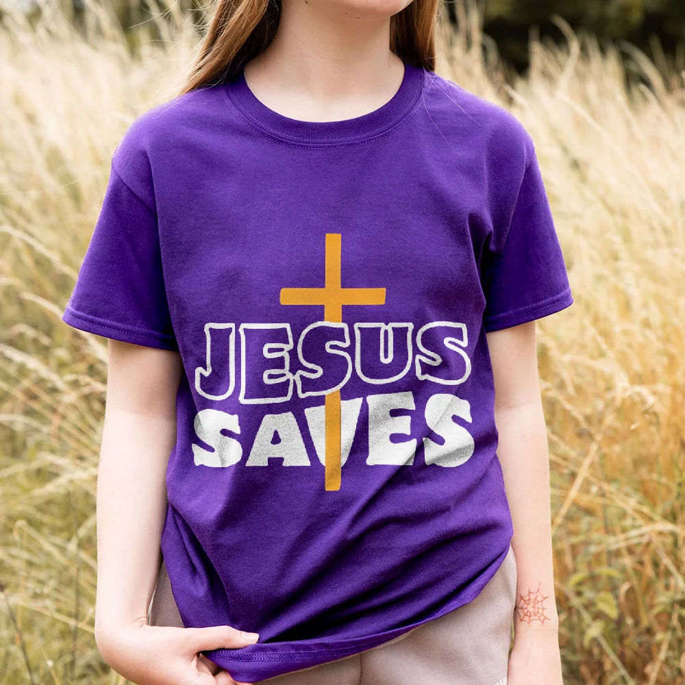 

T-shirt Women's Cool Top Jesus Shirts Jesus Loves Me to the Cross an Back Men's Short Sleeve T-shirt Funny Printing