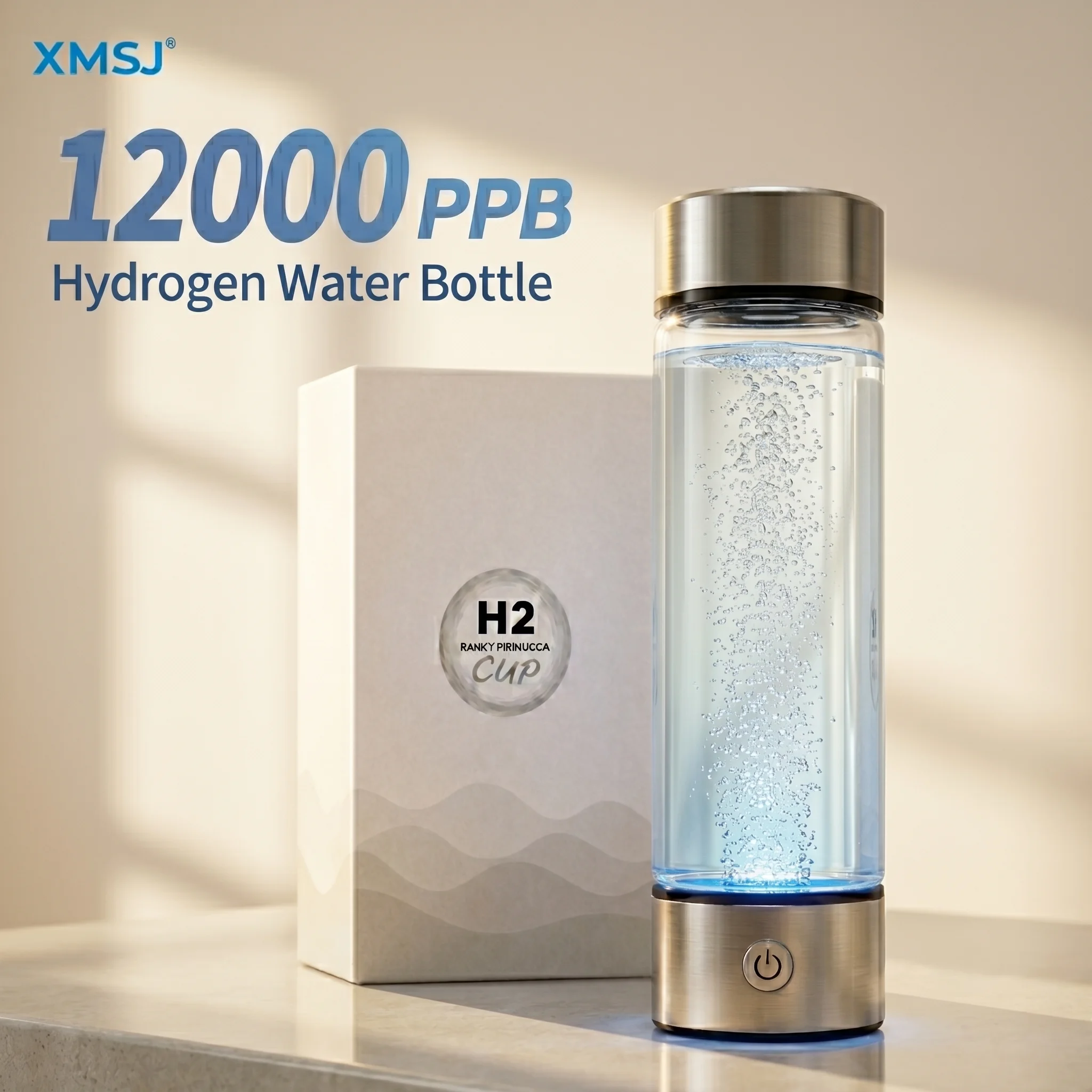 Générateur d'eau hydrogénée 12000PPB, bouteille d'eau hydrogénée SPE PEM portable, rechargeable par USB, fabricant d'eau hydrogénée, coffret cadeau santé