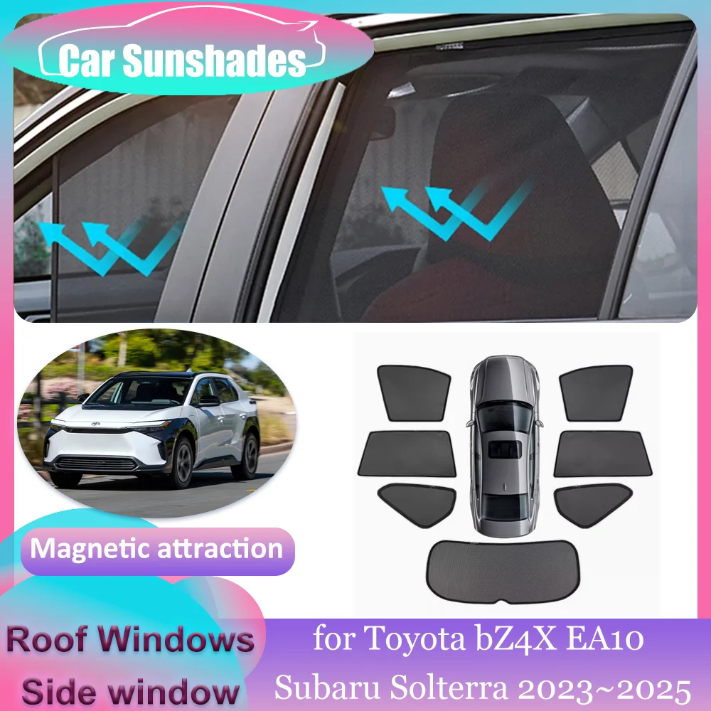 

Магнитные солнцезащитные козырьки для Toyota bZ4X EA10 Subaru Solterra 2023 ~ 2025, солнцезащитный козырек на крыше, занавеска на лобовое стекло, аксессуары для люка на крыше