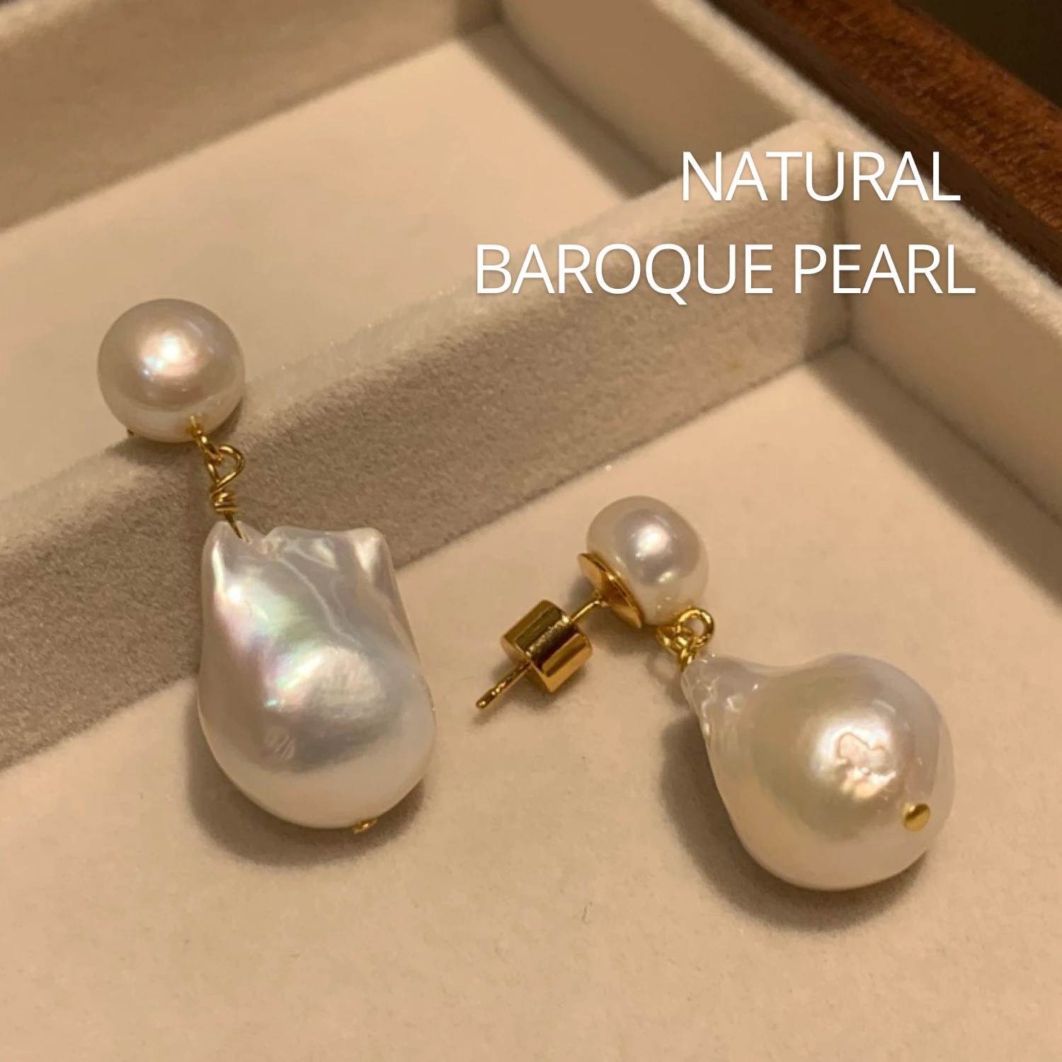 YAJUNIEL Natural Baroque Freshwater Pearl Drop Earrings for Women 24K Gold Plated Unique Dangle Earrings Elegant Jewelry Gifts