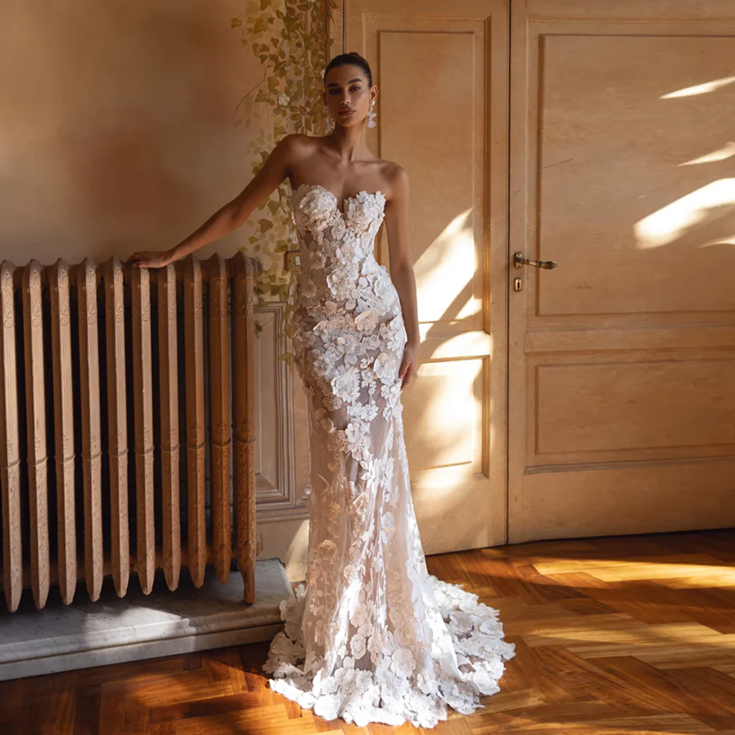 

Шарон Саид сексуальный корсет 3D цветы Русалка Белое свадебное платье со съемной курткой Милое платье невесты SW380 по индивидуальному заказу