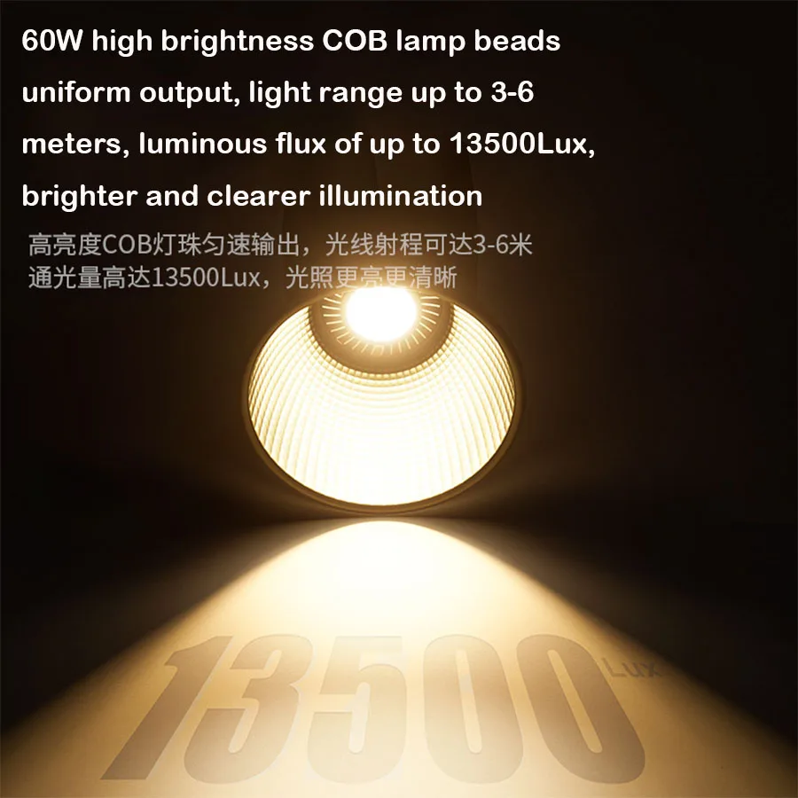 60W Portable LED Video Light with 3400mAh Internal Battery, Metal Mini Dual Color Temperature COB Continuous Output Lighting