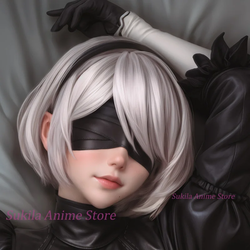 Dakimakura Yorha 2B Anime غطاء وسادة للجسم مطبوع على الوجهين غطاء وسادة بالحجم الطبيعي