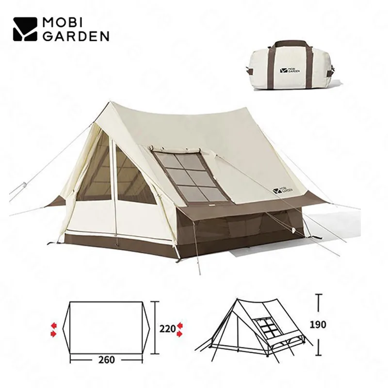 MOBI GARDEN Camping Cabin Tent Large Space Cotton Ridge 3-4 Person Breathable Hut Outdoor Family Picnic Travel Tent Era 190 Big