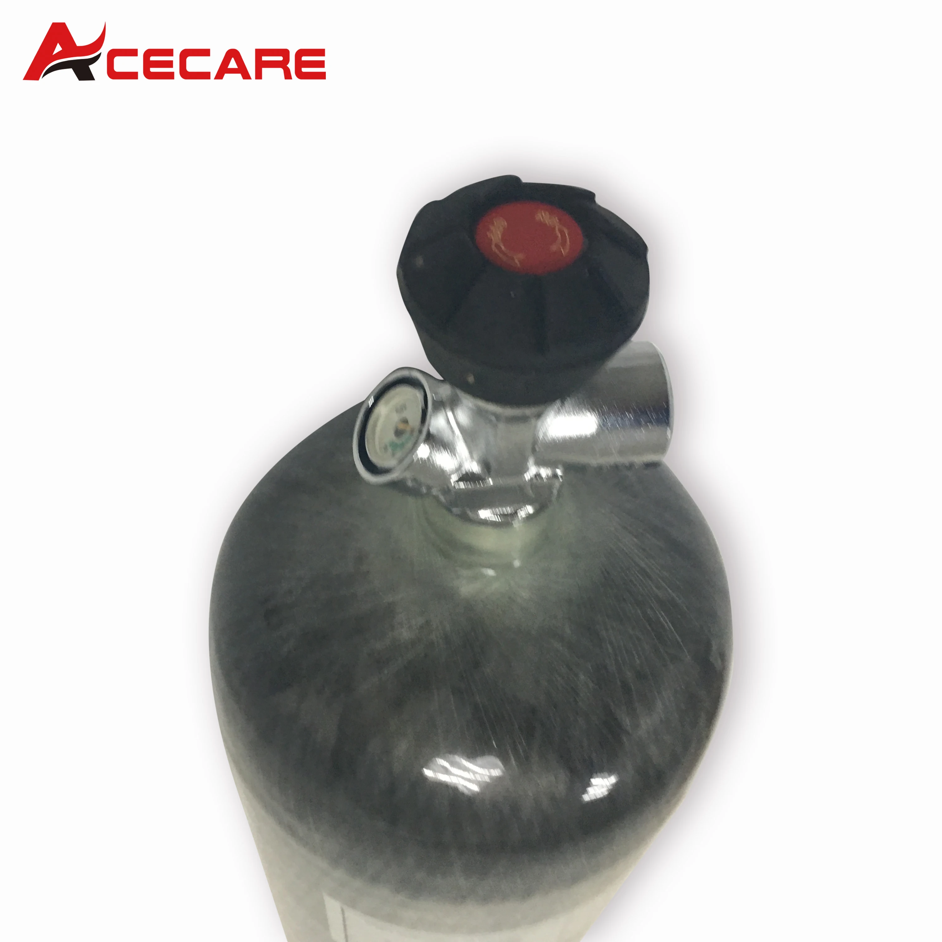 ACECARE 4500Psi 300Bar 30Mpa 9L Scuba Diving Tank Carbon Fibre Gas Cylinder M18*1.5 With Small Gauge For SCBA Diving Fire Safety