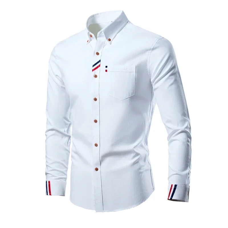 Neue lässige Baumwolle weiche dünne Herren hemden Slim Fit Luxus Business Langarmhemd männliche