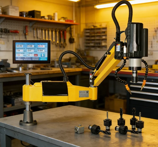 600W Oil-Injected Electric Tapping Machine M3-M20-M36 Servo Motor Drilling and Tapping Machine with Chuck Easy Arm Power Tool