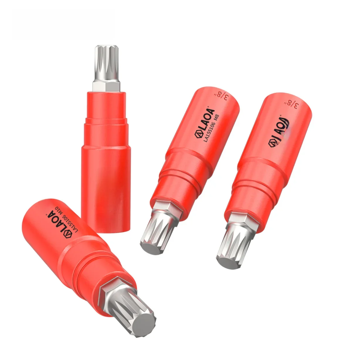 LAOA 3/8" Insulated Chrome Vanadium Steel Rotary Socket 12 Angle Plum Bit M6 M8 M10 M12 LA155106