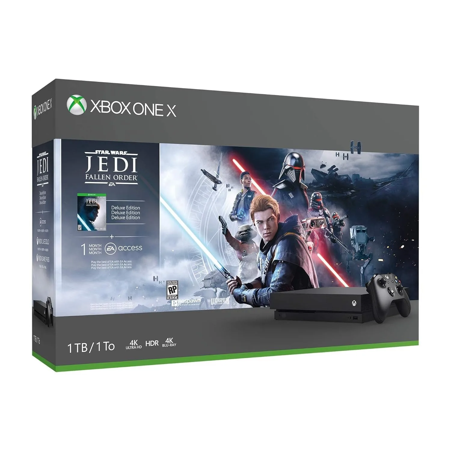 Microsoft - Xbox One X 1 تيرابايت Star Wars Jedi: Fallen Order Deluxe Edition Console Bundle
