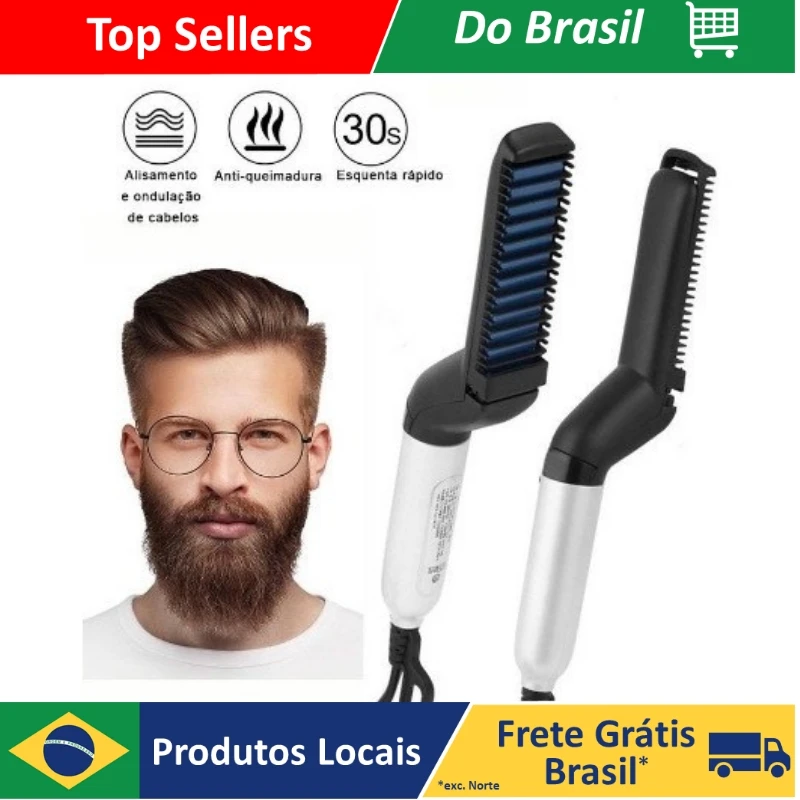 DAFUSHOP Chapinha Modelador Pente Portátil Para Cabelo E Barba Masculino Pente Elétrico Escova Alisadora