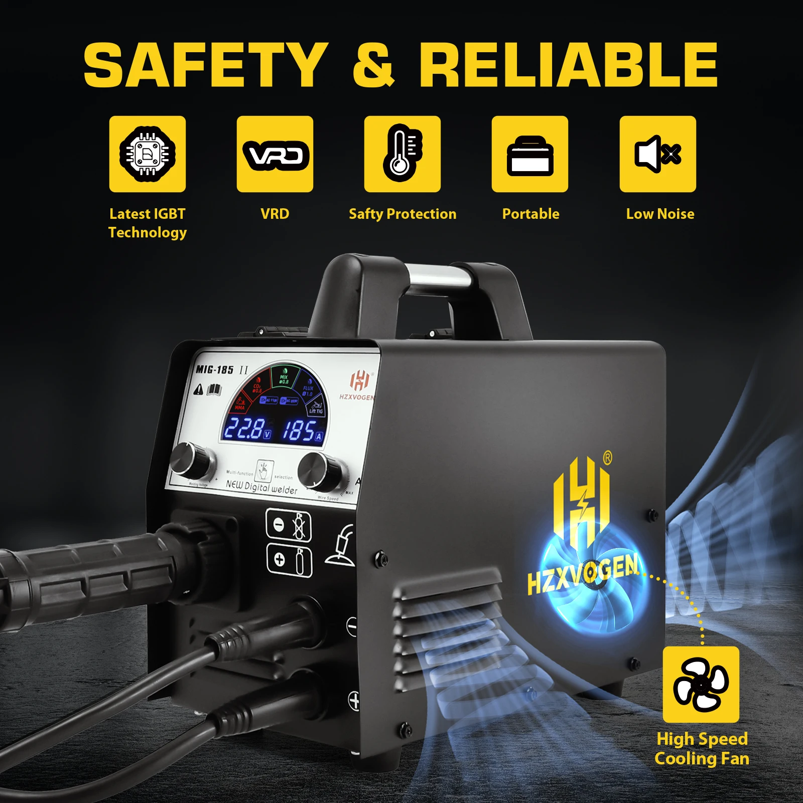 Imagem -04 - Máquina de Solda Semi-automática Mig185ii Igbt Inversor de Gás sem Gás Mig Tig Arco Mma Não-gás Hzxvogen5 in