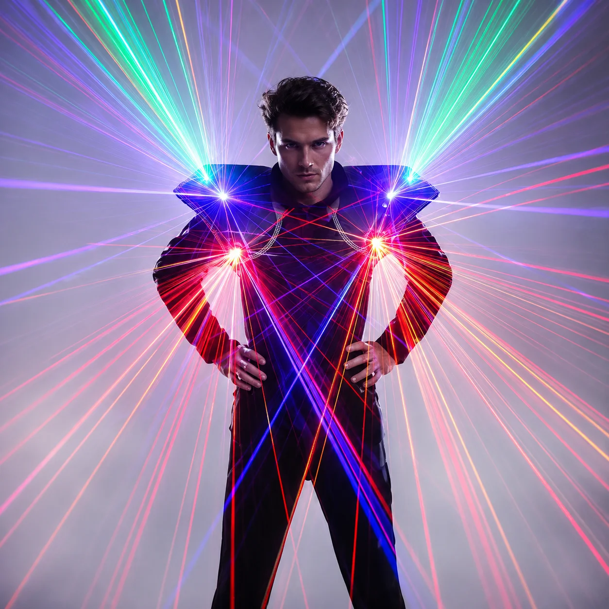 RGB Laser LED Suit Costume with Waistcoat Gloves Glasses - Predator Iron Soldier Outfit for Stage Dancer Cosplay Show Robot view 6