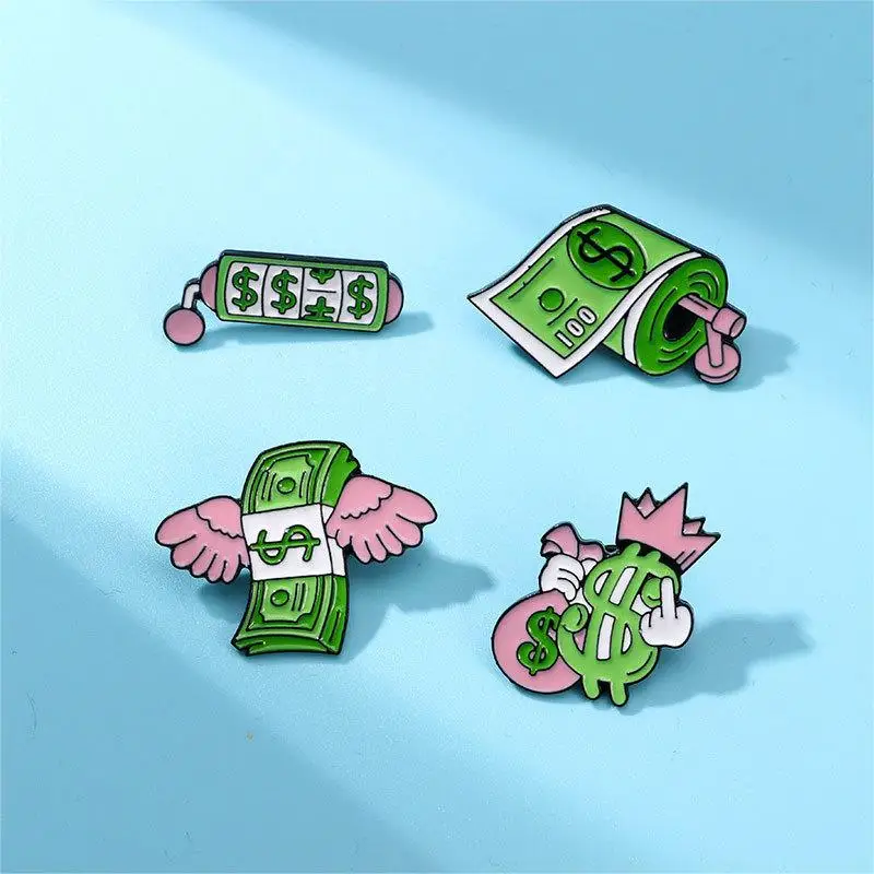 Cartoon Creatieve Ons Dollar Vorm Emaille Broche Rugzak Kleding Decoratie Schattige Eigenzinnige Design Legering Revers Pin Badge Accessoires