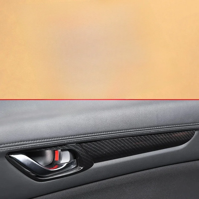 Carbon Fiber Car Front Rear Left Right Interior Door Handles Surrounds Cover For Mazda CX-5 KF 2017-2025 Accessories