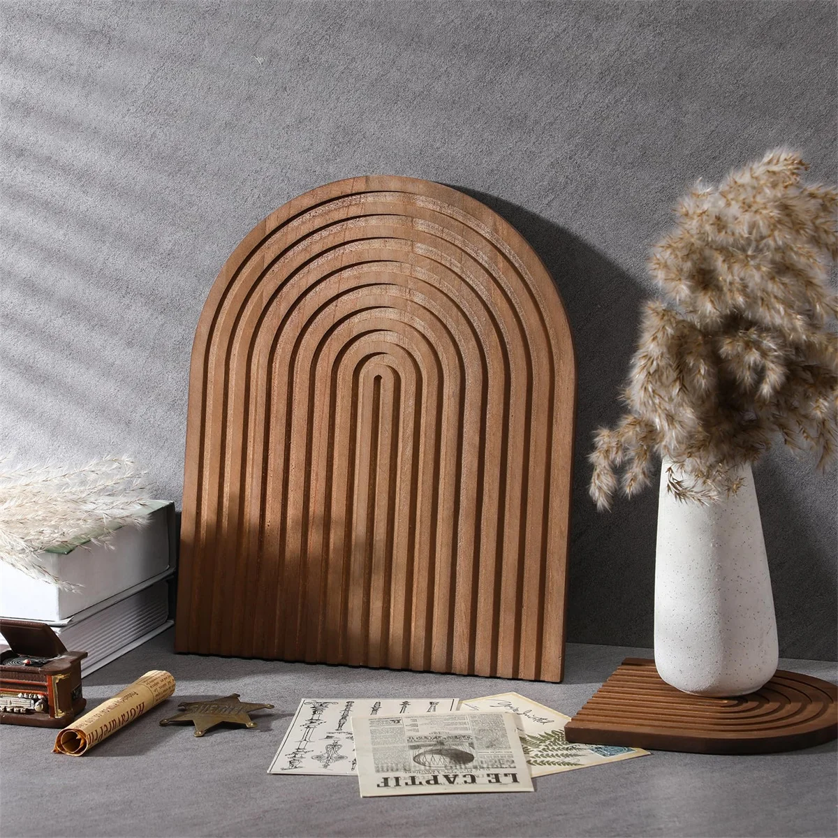 Wooden Wave Arch Shaped Cutting Board Boho Style Decorative Wooden Cutting Board Home Decor for Kitchen Dining Room Living Room