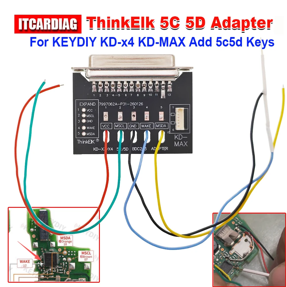 ThinkElk 5C 5D Adapter for KEYDIY For KD-x4 For KD-MAX For VW MQB49 5C 5D Key Adding for BMW For Audi For Porsche Add 5D Key