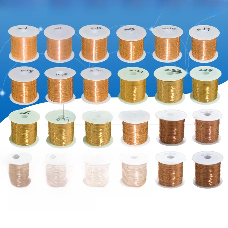 100g drut miedziany emaliowany poliuretanowo lakierny średnica od 0,1 mm do 0,4 mm QA-1/155 2UEW do zworki przewodu transformatorowego — zdjęcie 2