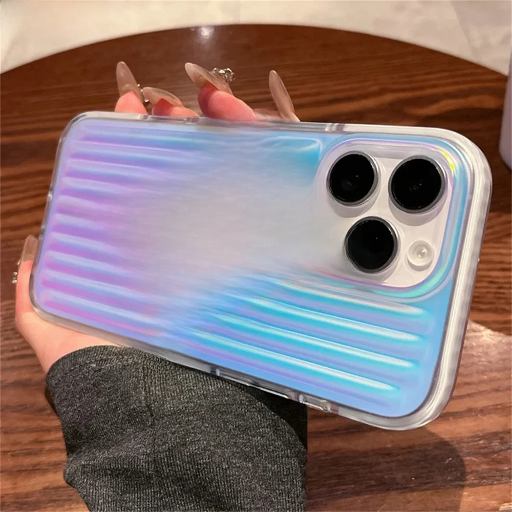 Luxus Aurora Laser Gradienten Streifen Magnetische Für Magsafe Fall Für iPhone 17 15 14 13 16 Pro Max Plus Drahtlose Lade Abdeckung