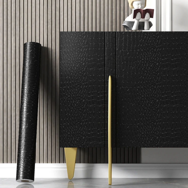 1 Roll of 40cm Crocodile Pattern Waterproof Self-Adhesive PVC Wallpaper for Living Room and Bedroom Decoration Wall Stickers