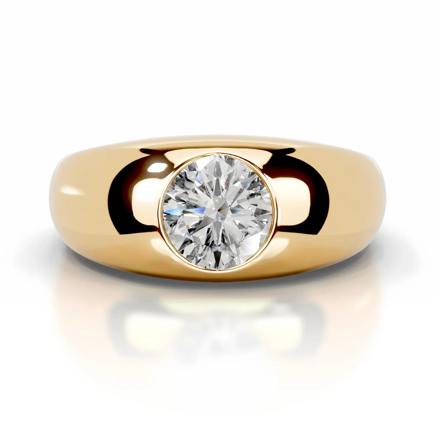 GEM'S BALLET 1CT 6.5mm Round Moissanite Engagement Ring in 18K Gold Over 925 Sterling Silver Chunky Solitaire Rings Gift For Her