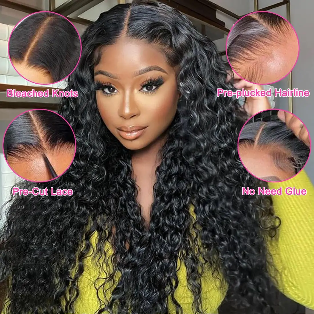 Wear And Go Glueless Wigs Glueless Wig Deep Wave Human Hair Wigs Ready To Wear Pre-Cut Lace Lace Front Human Hair Wig For Women