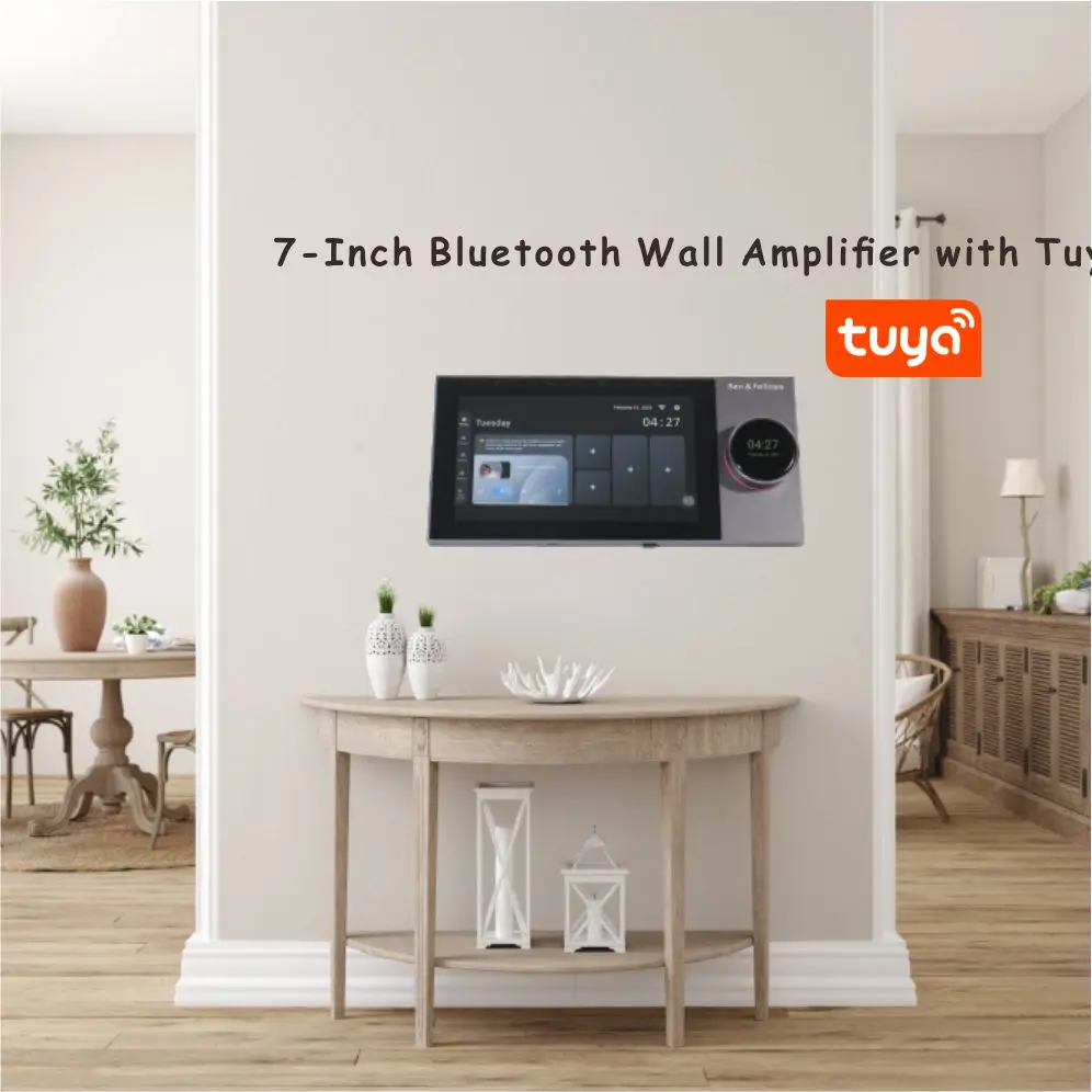 

Bluetooth Android WiFi Wall Mount Smart Home Control Panel Switch Wall Amplifier with Tuya Zigbee, RJ45 and 7" Touch Screen