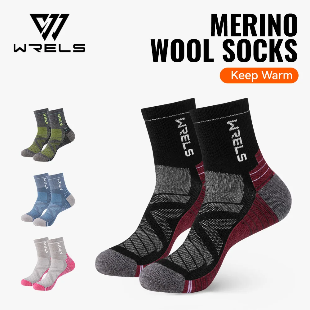 WRELS 1/2/3Pairs ميرينو جوارب من الصوف. سميكة جوارب للمشي لمسافات طويلة الجوارب الحرارية الرطوبة فتل الجري التنزه المضادة للانزلاق الشتاء جوارب من الصوف. #1