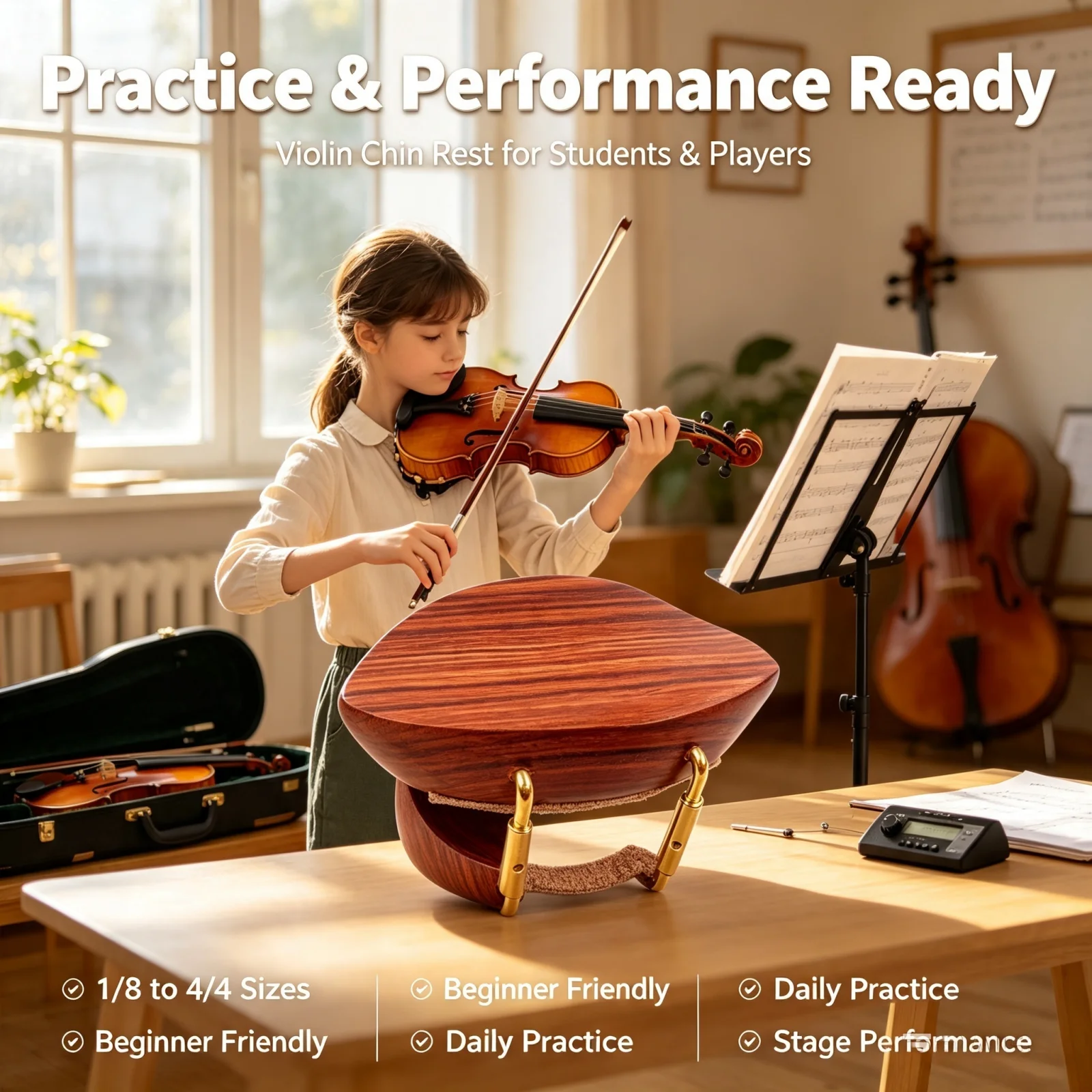 Wooden Violin Chin Rest 4/4 Size Violin Chinrest for Violin Musical Instrument Repair Accessory