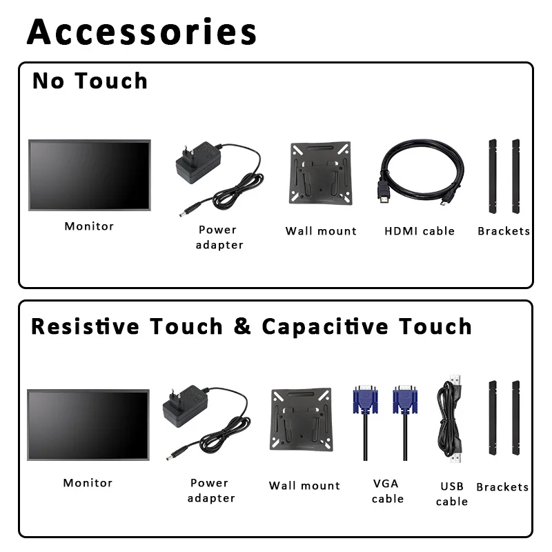 1000 Nits Outdoor Use Sunlight 18.5 Inch 1920*1080 Industrial Open Frame Monitor Metal Capacitive Touch Display With HDMI VGA