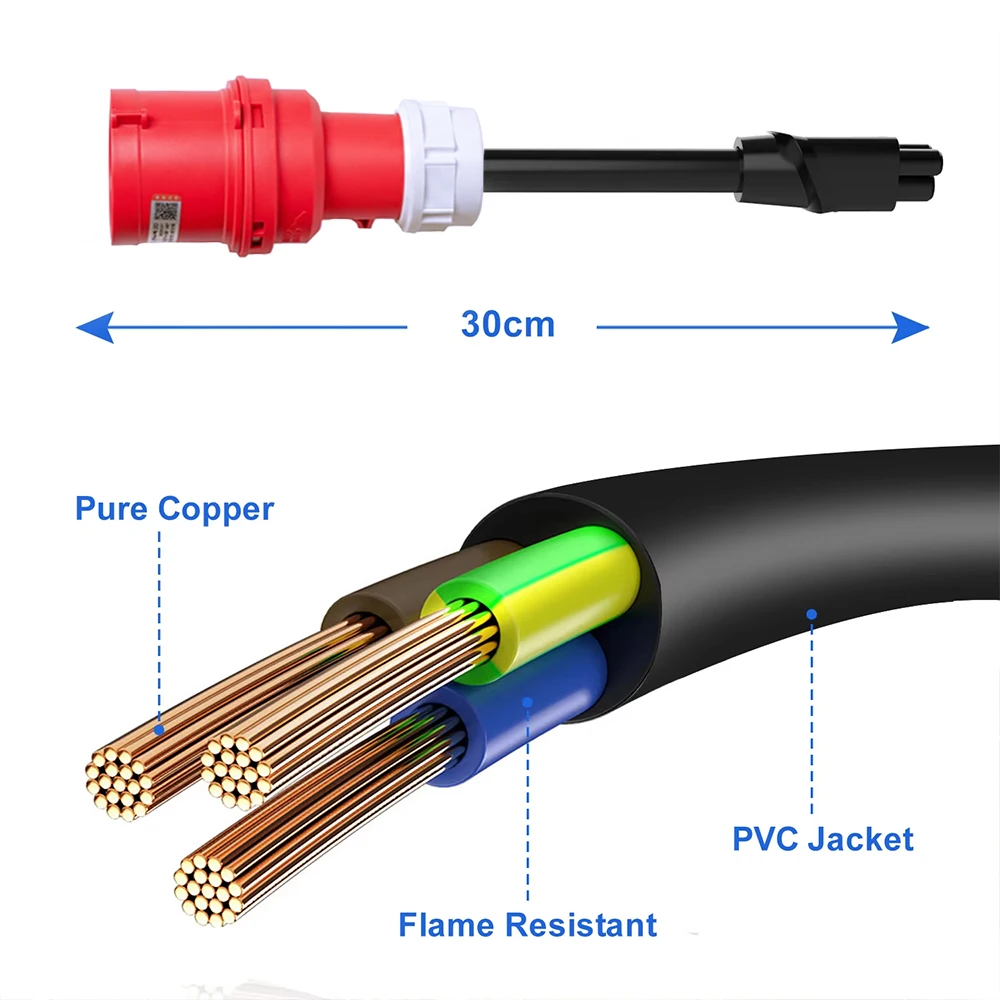 

Beret 5Pin CEE Adapter for NACS Model S 3 X Y Gen 2 Ev Charger Universal Mobile Connector 32A Red Adapter