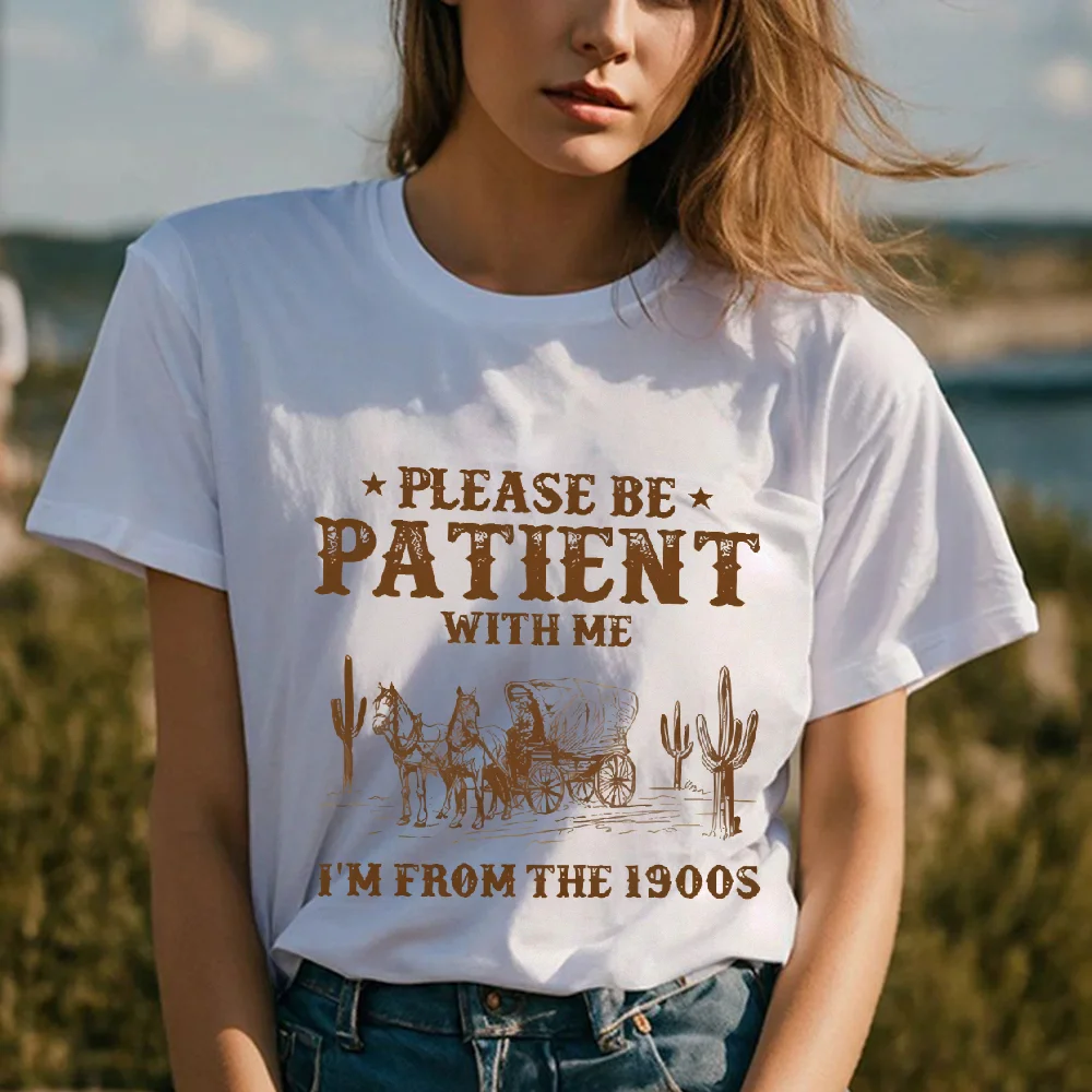 

Cactus Carriage Desert Design Retro Feeling Graphic Women Y2k Cuteore Print Casual Tee Retro Vibe Trendy Nontransparent Fabri