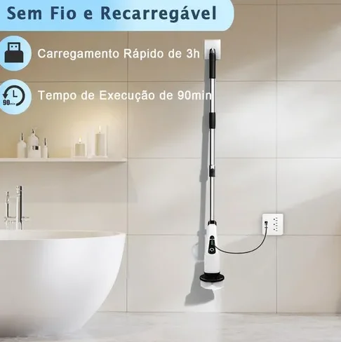 فرشاة تنظيف الحمام الكهربائية مع 9 ملحقات 112 سم