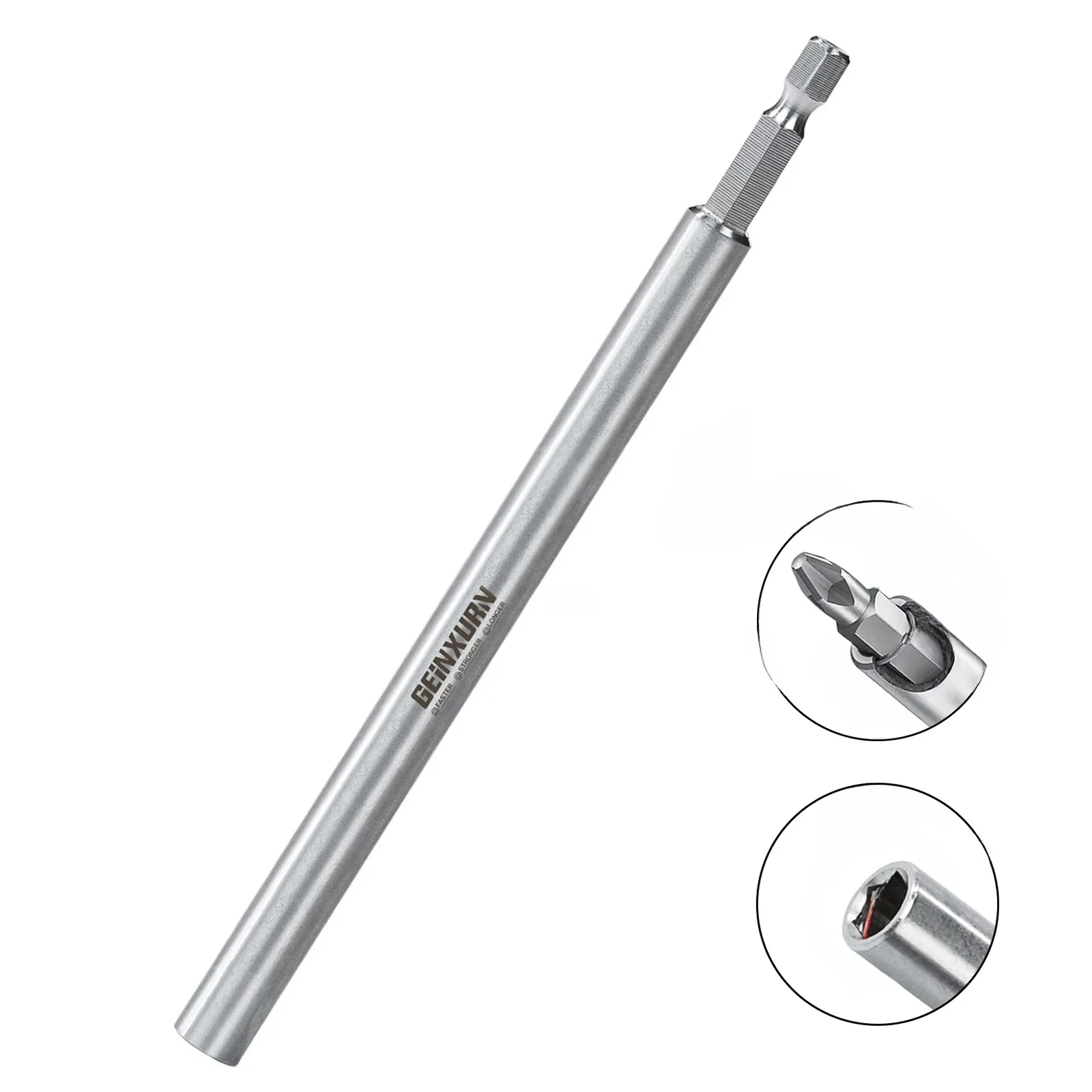 Geinxurn-Porte-embout de tournevis en acier inoxydable, porte-embout magnétique pour foret à douille d'extension, tige hexagonale, guide de foret à changement rapide, 6 en effet