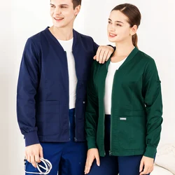 EDS Scrub Jackets Warm Up Nurse Coat Signature Medical Top Pro Zipper Front Knitted Long Sleeve Dental Workwear Scrubs 19JK001