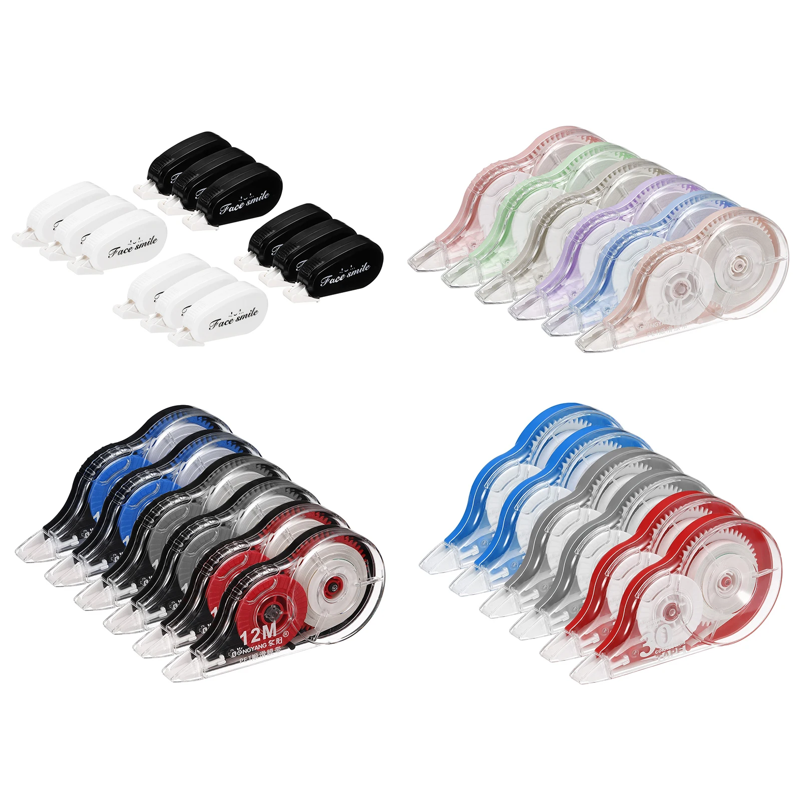 6/12Pcs 6m/12m Roller Big Capacity White Correct Belt Correction Tape Stationery Student Office School Stationery Supplies