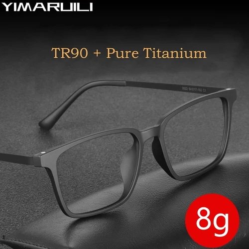 YIMARUILI, gafas cuadradas ultraligeras de titanio puro para miopía, gafas graduadas ópticas con bloqueo de luz azul para mujer, montura para hombre 9822