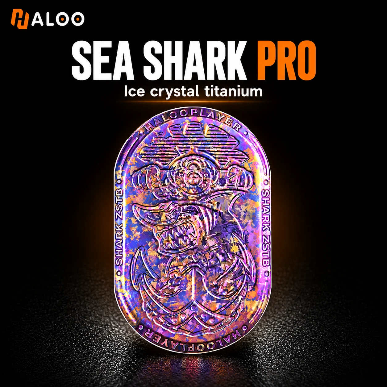 HALOOPLAYER  Fidget Slider Sea Shark Pro Ice crystal titanium Version Relieve Stress EDC Fidget Spinner Toys