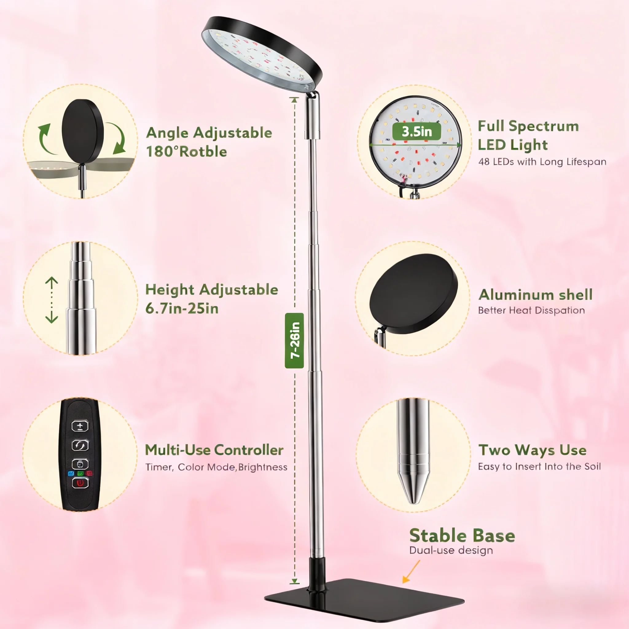 LED الطيف الكامل Phytolamp للنباتات تنمو ضوء داخلي بذور زهرة الزراعة المائية زراعة فيتو مصباح ارتفاع قابل للتعديل