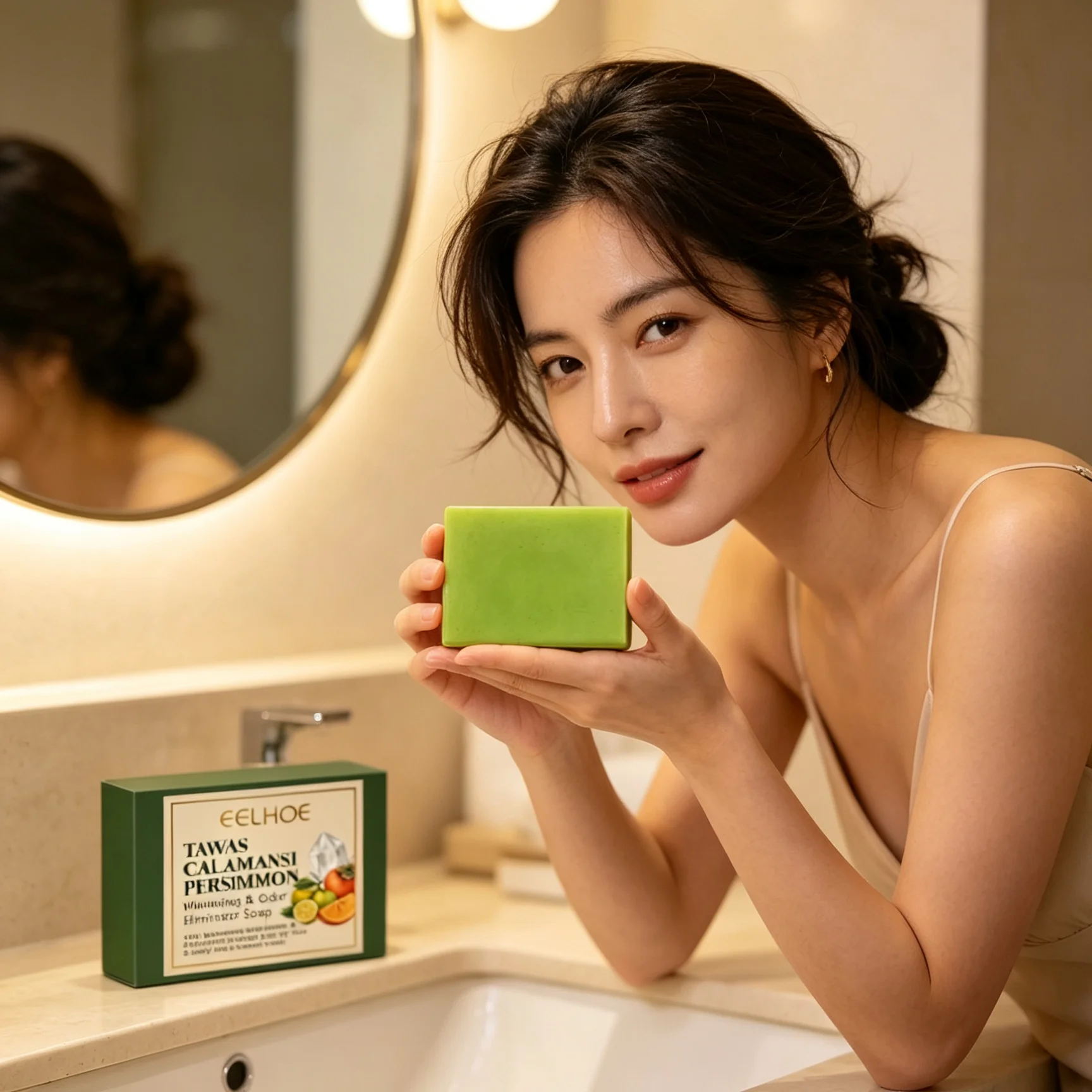 Persimmon Deodorizing Soap Bar  Tawas Calamansi Niacinamide Deep Cleansing Skin Brightening Body Odor Removal for Face & Body 