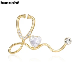 Hanreshe Love and Stethoscope Pin Unique Medical Charm Crystal Brooch Lapel Badge for Doctor Nurse Medicine Lover