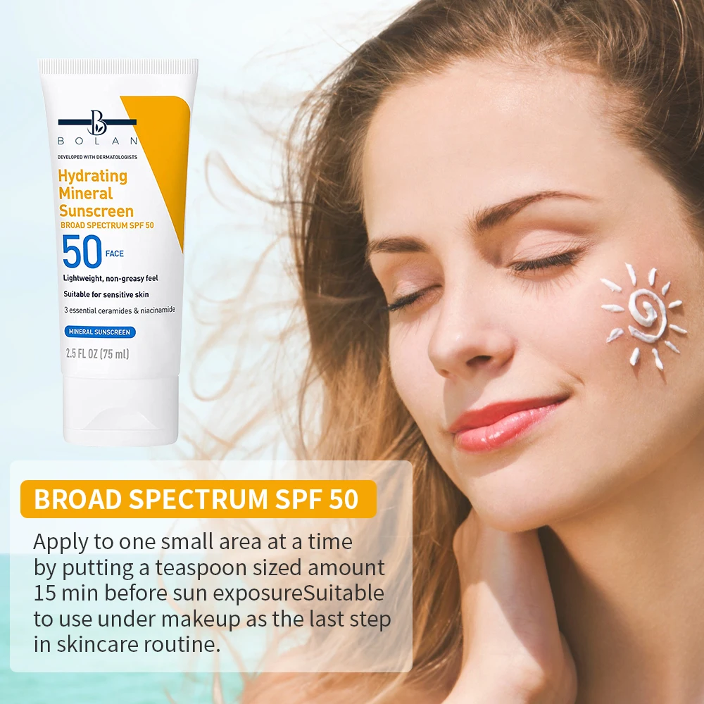 bolan Sunscreen SPF 50+ Body Protector Solar Lotion Long-Lasting Non-Greasy Prevent Sunburn UV Protection Sun Sunblock for bady